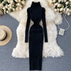 Sweater Dress 2022 Winter Turtleneck Warm Long Sleeve Knit Dress Korean Fashion Casual Solid Women Midi Bodycon Dress