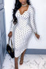 Women Sexy Polka Dot Print Dress Fashion Long Sleeve Sundress Stylish Vestidos for Ladies