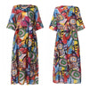 Summer Maxi Dress ZANZEA 2023 Kaftan Womens Printed Sundress Casual 3/4 Sleeve Tunic Vestidos Female Pleated Robe