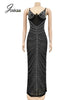 Joskaa Rhinestone Maxi Dress V Neck Sleeveless Bling Elegant Party Birhtday Outwear For Women Summer Strech Long Dress 2022 Sexy