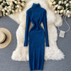 Sweater Dress 2022 Winter Turtleneck Warm Long Sleeve Knit Dress Korean Fashion Casual Solid Women Midi Bodycon Dress