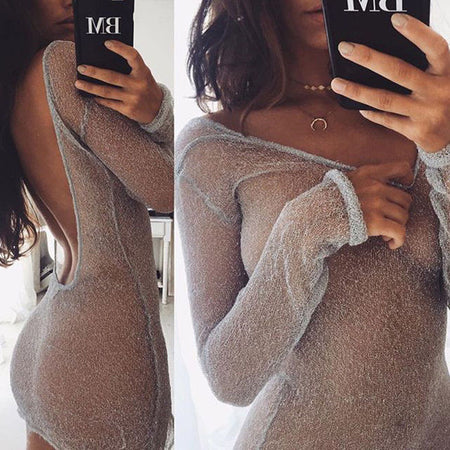 Bodycon Mesh Top Sheer Mini Dress