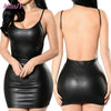 Sexy Faux Leather Backless Party Dress