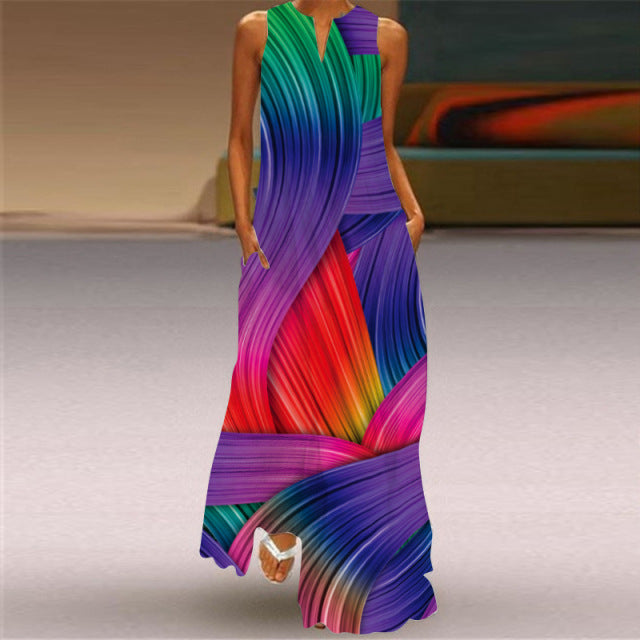 Human Face Printed Summer Dress