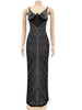 Black Mesh Maxi Dress with Sheer Rhinestones