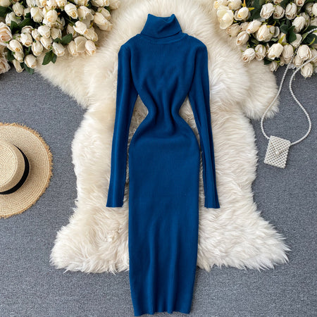 Turtleneck Long Sleeve Knit Dress