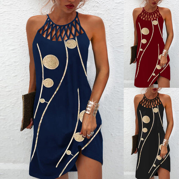 Halter Hollow Out Sleeveless Dress